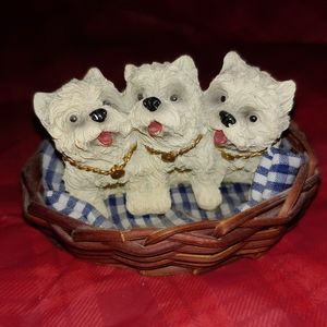 Three Westies in a basket